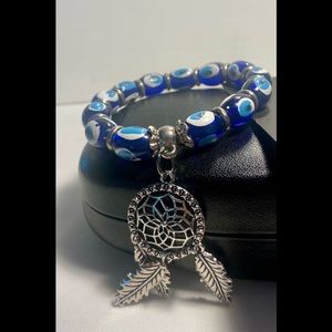 NEW 3rd eye chakra stone elastic bracelet w/charm